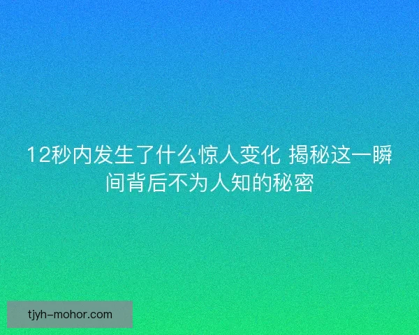 12秒内发生了什么惊人变化 揭秘这一瞬间背后不为人知的秘密