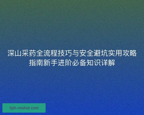 深山采药全流程技巧与安全避坑实用攻略指南新手进阶必备知识详解 深山采药全流程技巧与安全避坑实用攻略指南新手进阶必备知识详解