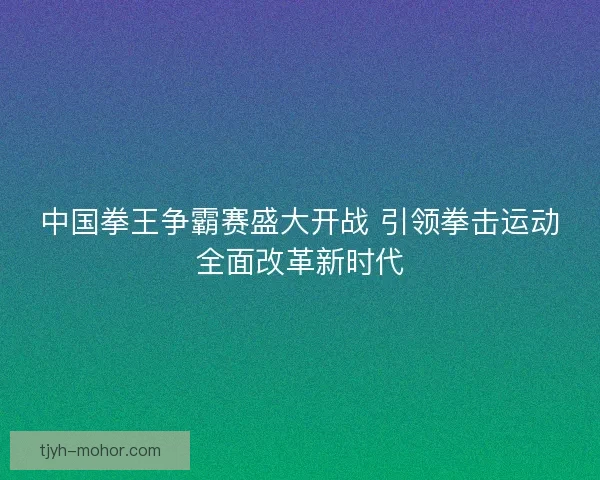 中国拳王争霸赛盛大开战 引领拳击运动全面改革新时代